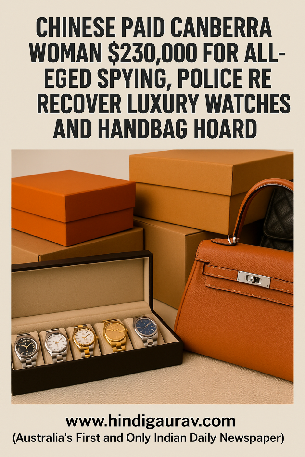 चीन से मिले 2.3 लाख डॉलर, लक्ज़री बैग व घड़ियों का जखीरा बरामद – ऑस्ट्रेलिया में महिला पर जासूसी का आरोप