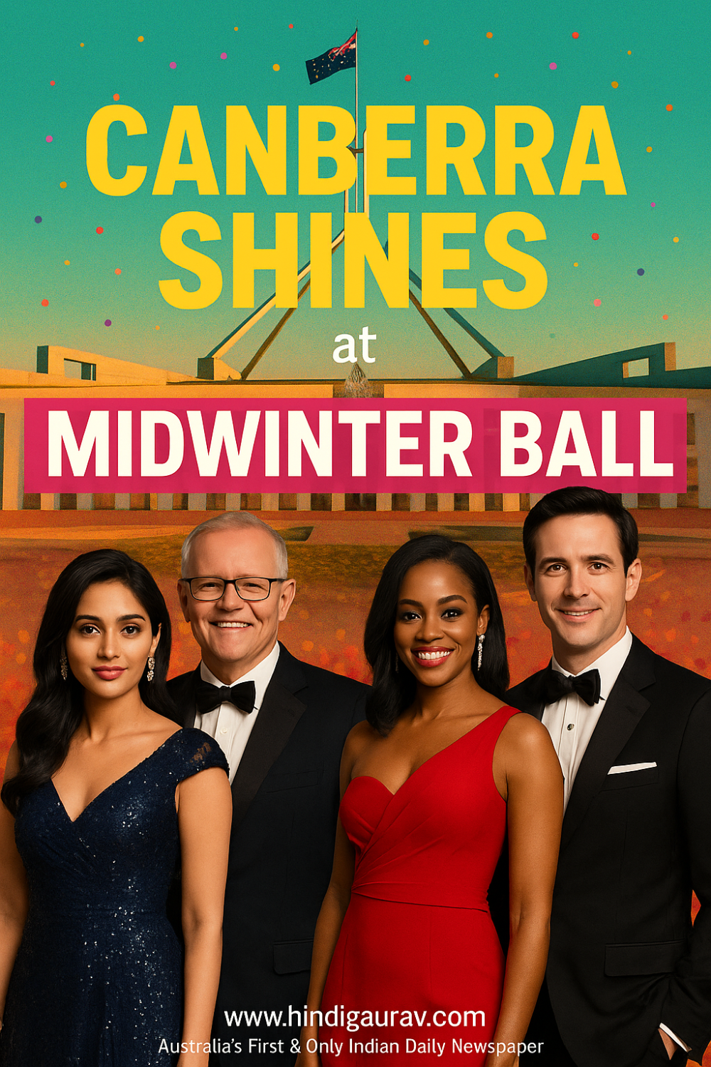 कैनबरा में सजी मिडविंटर बॉल, संगमरमर फोयर में दिखी राजनीति और ग्लैमर की चमक
