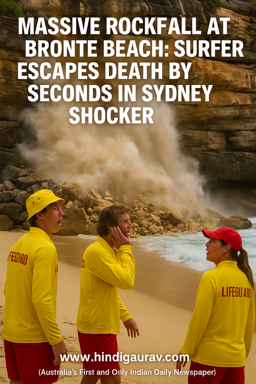 ब्रोंटे बीच पर चट्टान खिसकने की घटना से सनसनी, सिडनी के सर्फर की बाल-बाल बची जान