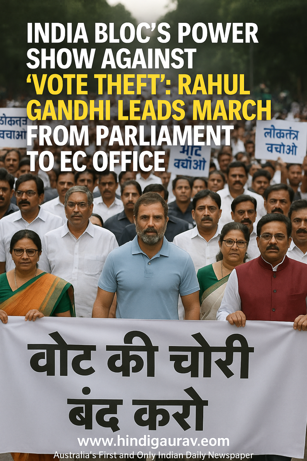‘वोट चोरी’ के खिलाफ INDIA ब्लॉक का शक्ति प्रदर्शन, राहुल गांधी के नेतृत्व में संसद से EC दफ्तर तक मार्च