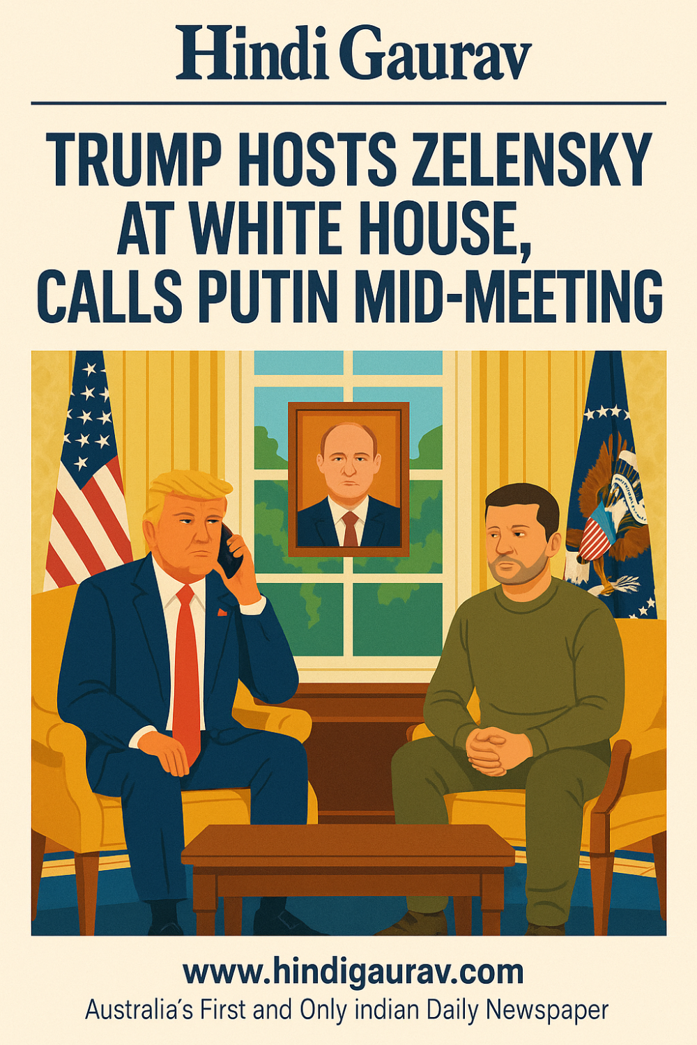 व्हाइट हाउस में ट्रंप-ज़ेलेंस्की मुलाक़ात, पुतिन को किया फ़ोन