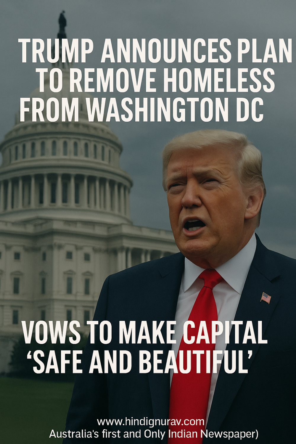 ट्रम्प का ऐलान: वॉशिंगटन डीसी से बेघर लोगों को हटाकर करेंगे राजधानी को ‘सुंदर और सुरक्षित’