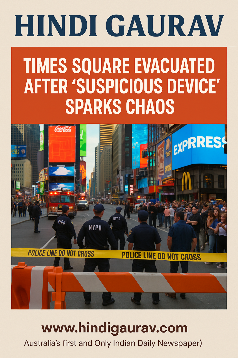 टाइम्स स्क्वायर में हड़कंप, संदिग्ध पैकेज से फैली दहशत