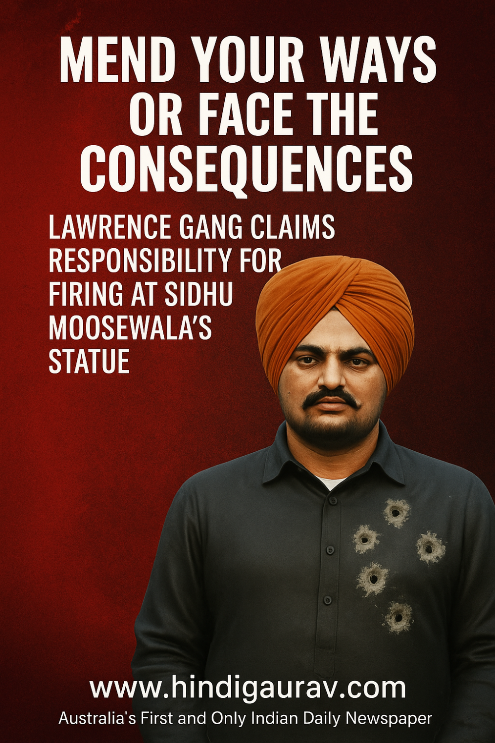 "सुधर जाओ वरना..." – लॉरेंस गैंग ने ली सिद्धू मूसेवाला की प्रतिमा पर फायरिंग की जिम्मेदारी, दी चेतावनी