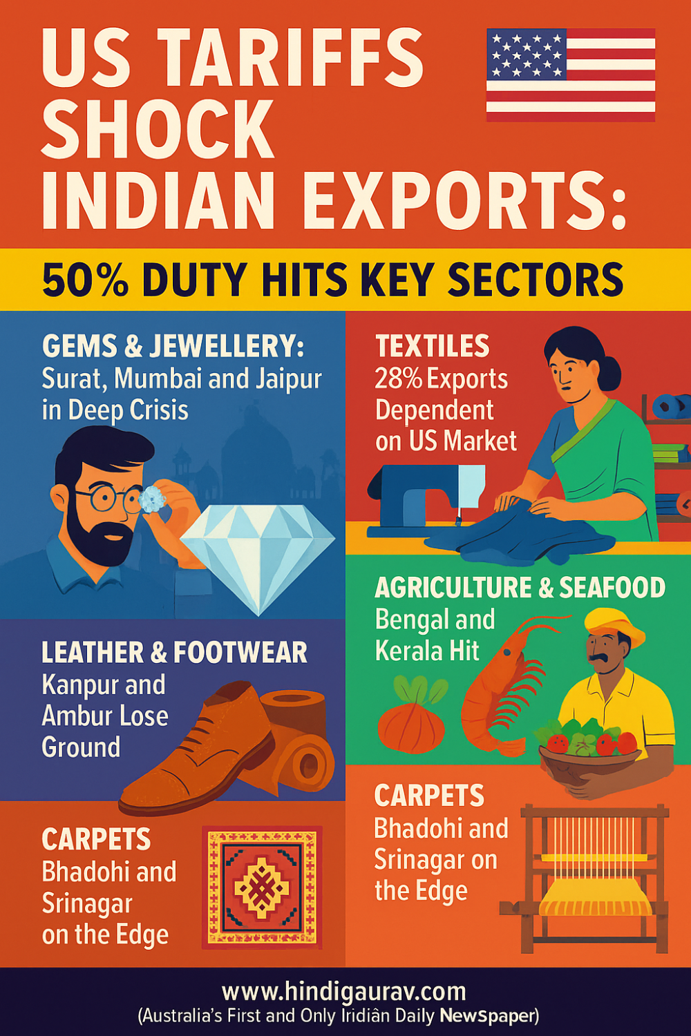 अमेरिका-भारत व्यापार विवाद: 50% टैरिफ से हिला भारतीय निर्यात