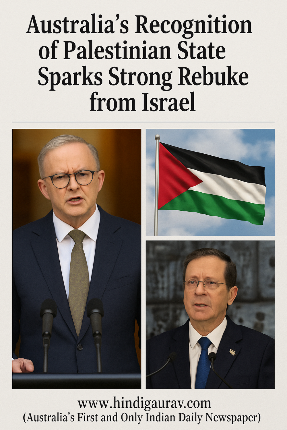 ऑस्ट्रेलिया द्वारा फ़िलिस्तीन को मान्यता देने पर इज़राइल की कड़ी आपत्ति