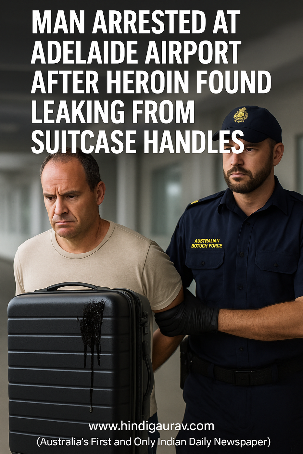हेरोइन से रिसती सूटकेस के साथ व्यक्ति गिरफ्तार, एडलाइड एयरपोर्ट पर चौंकाने वाला मामला