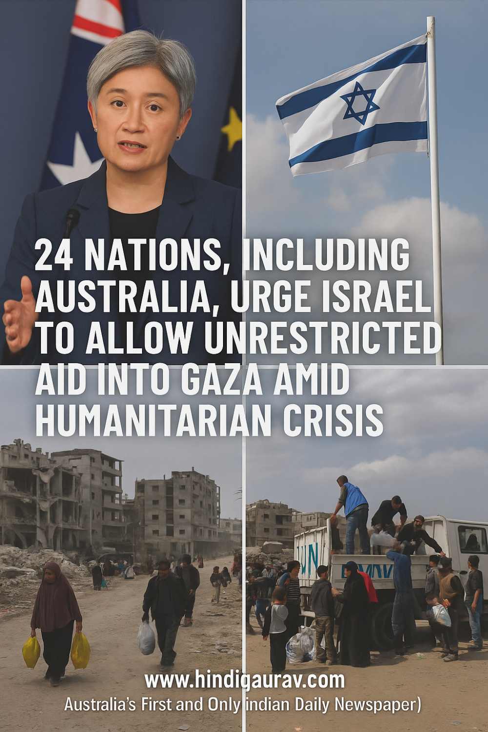 गाज़ा में मानवीय संकट पर बढ़ी अंतरराष्ट्रीय चिंता, ऑस्ट्रेलिया समेत 24 देशों ने इज़राइल से मांगी राहत सामग्री की निर्बाध आपूर्ति