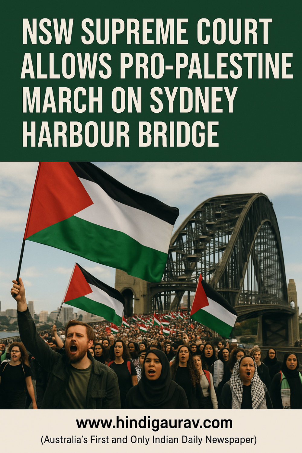 एनएसडब्ल्यू सुप्रीम कोर्ट ने हार्बर ब्रिज पर pro-पैलेस्टाइन मार्च को दी मंज़ूरी