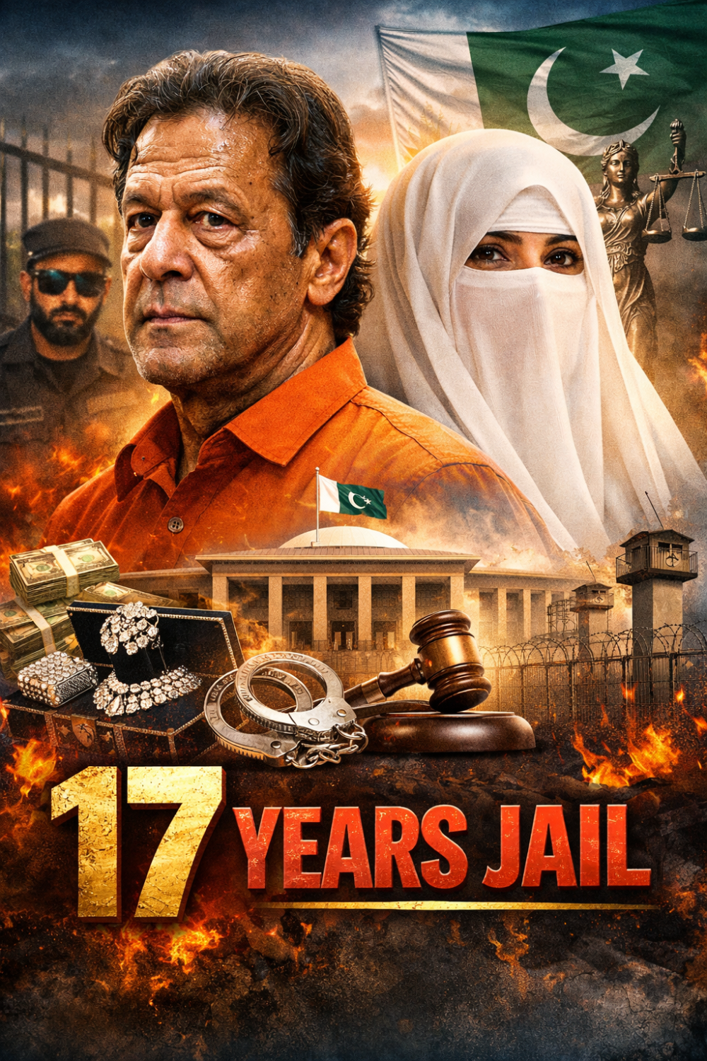 पाकिस्तान की अदालत का बड़ा फैसला: इमरान खान और बुशरा बीबी को भ्रष्टाचार मामले में 17-17 साल की सजा