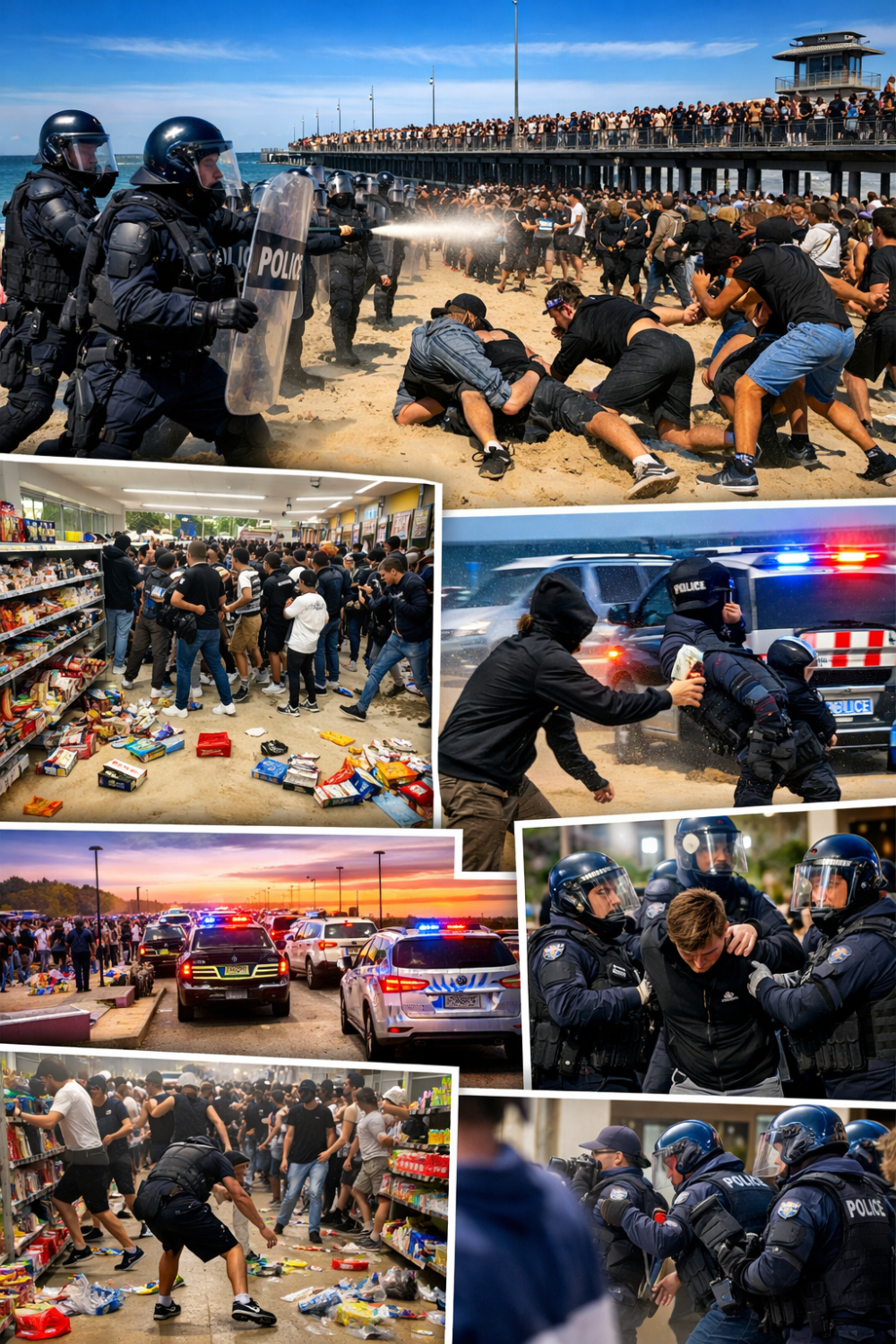 मेलबर्न के समुद्र तट पर किशोरों का उत्पात, दंगा नियंत्रण पुलिस तैनात