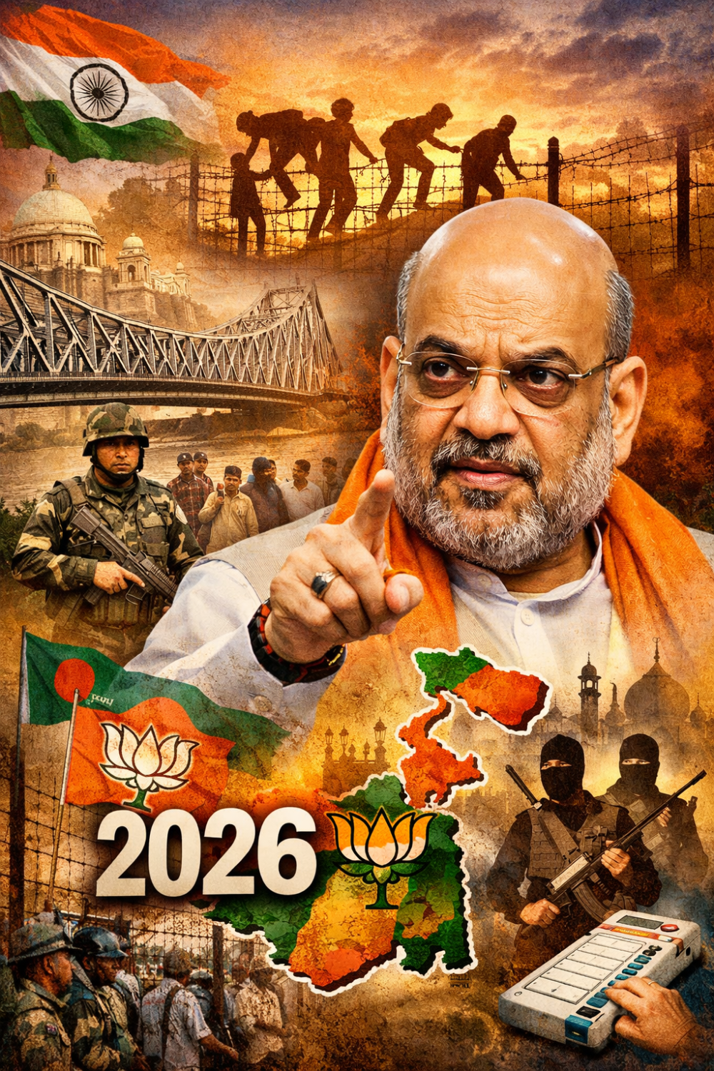 अमित शाह का बड़ा हमला: घुसपैठ रोकने के मुद्दे पर लड़ा जाएगा 2026 का बंगाल चुनाव