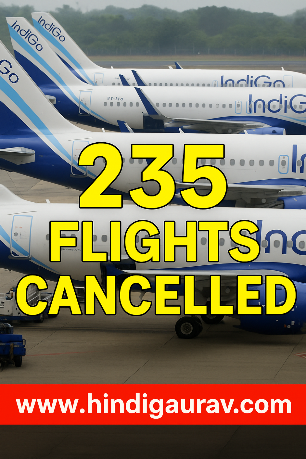 दिल्ली से IndiGo की 235 उड़ानें रद्द, देशभर में 400 से अधिक फ्लाइटों पर असर