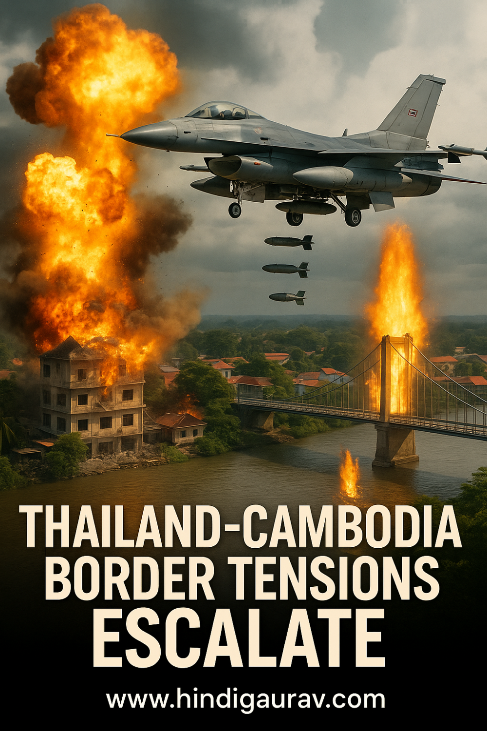थाईलैंड–कंबोडिया सीमा पर फिर भड़का संघर्ष, थाई वायुसेना की बमबारी से इमारतें और पुल तबाह