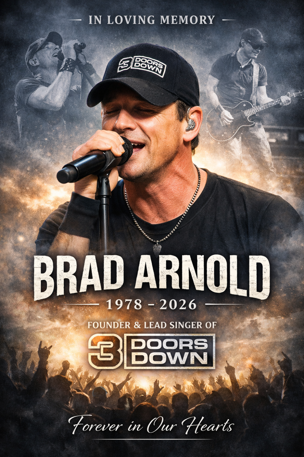 प्रसिद्ध रॉक बैंड 3 डोर्स डाउन के संस्थापक व प्रमुख गायक ब्रैड अर्नोल्ड का निधन