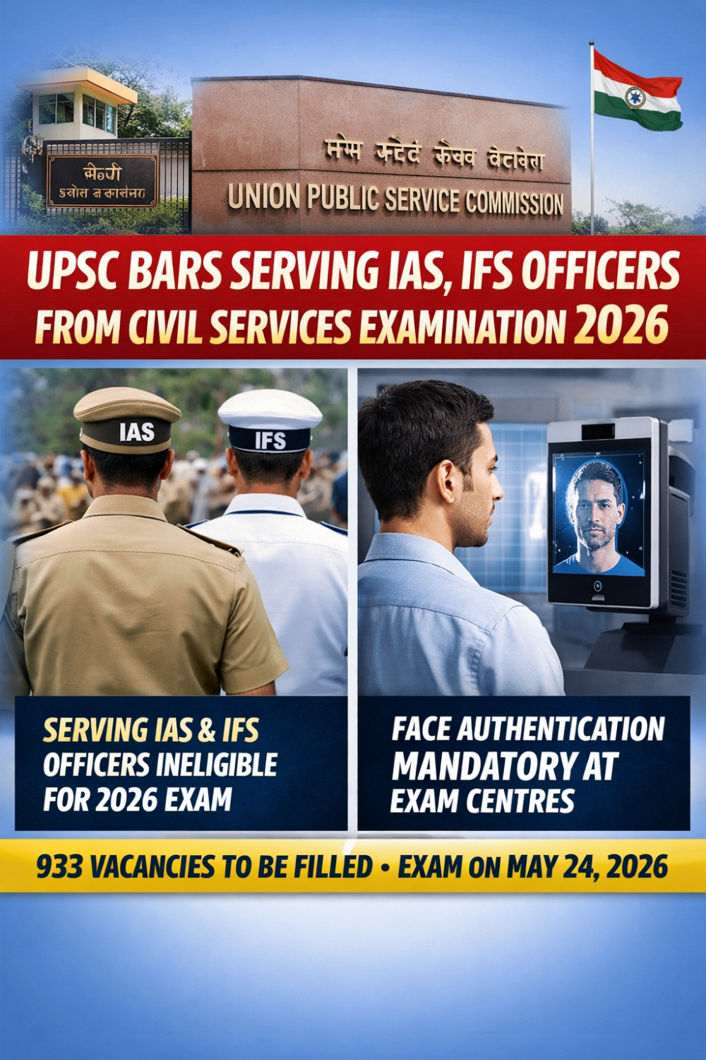 सिविल सेवा परीक्षा 2026: आईएएस-आईएफएस अधिकारी नहीं बैठ सकेंगे, यूपीएससी ने बदले नियम
