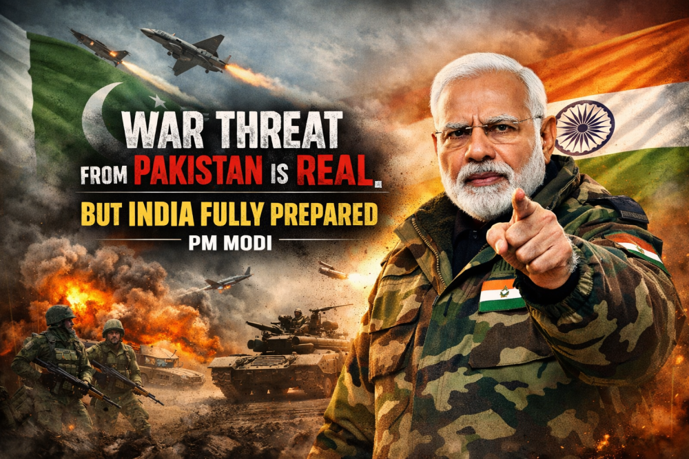 पाकिस्तान के साथ युद्ध का खतरा वास्तविक, लेकिन भारत पूरी तरह तैयार: पीएम मोदी