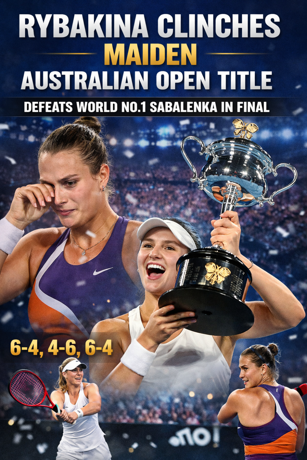रिबाकिना ने पहली बार जीता ऑस्ट्रेलियन ओपन, सबालेंका को फाइनल में दी शिकस्त