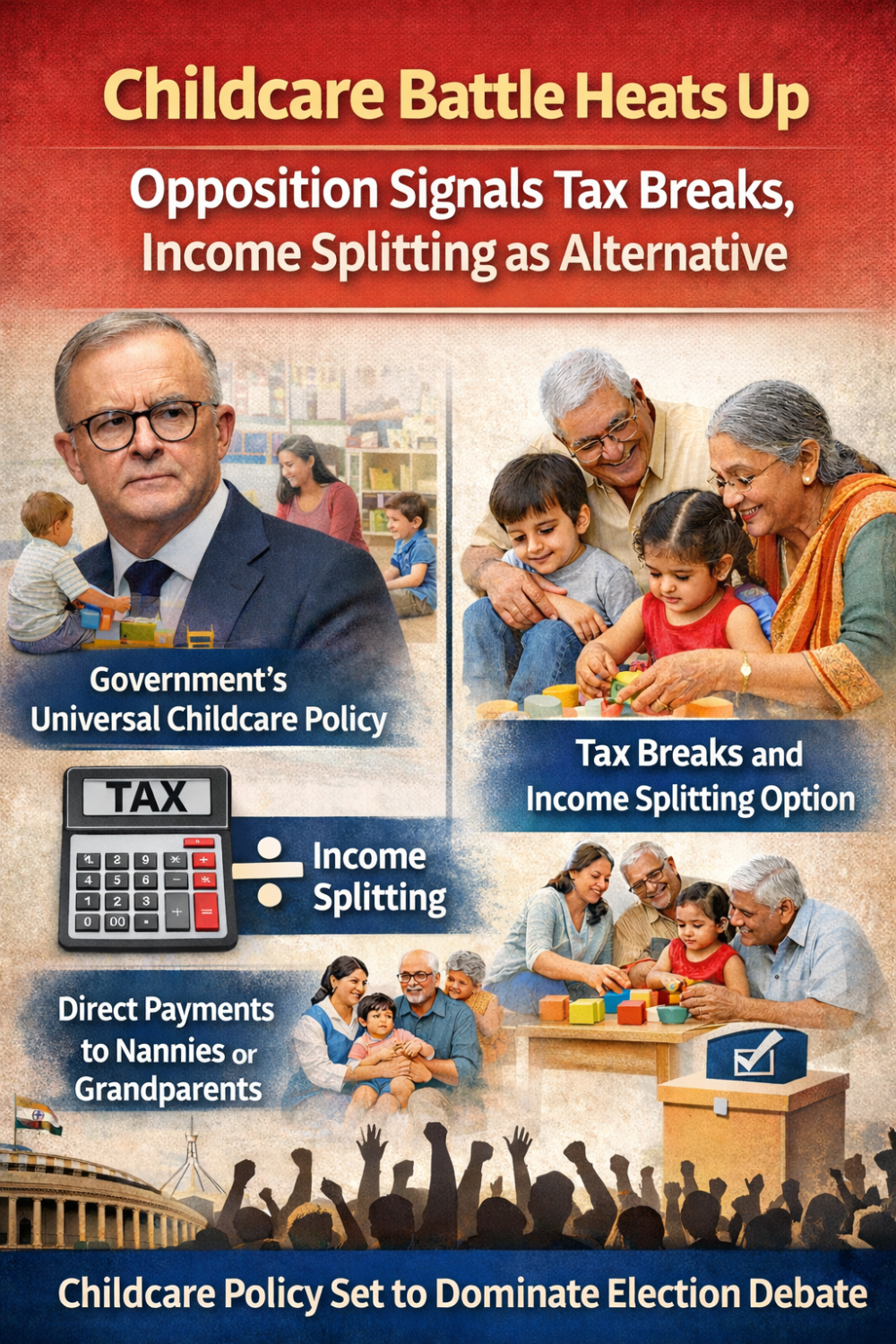 बच्चों की देखभाल पर सियासी संग्राम तेज, विपक्ष ने टैक्स छूट और इनकम स्प्लिटिंग का दिया संकेत