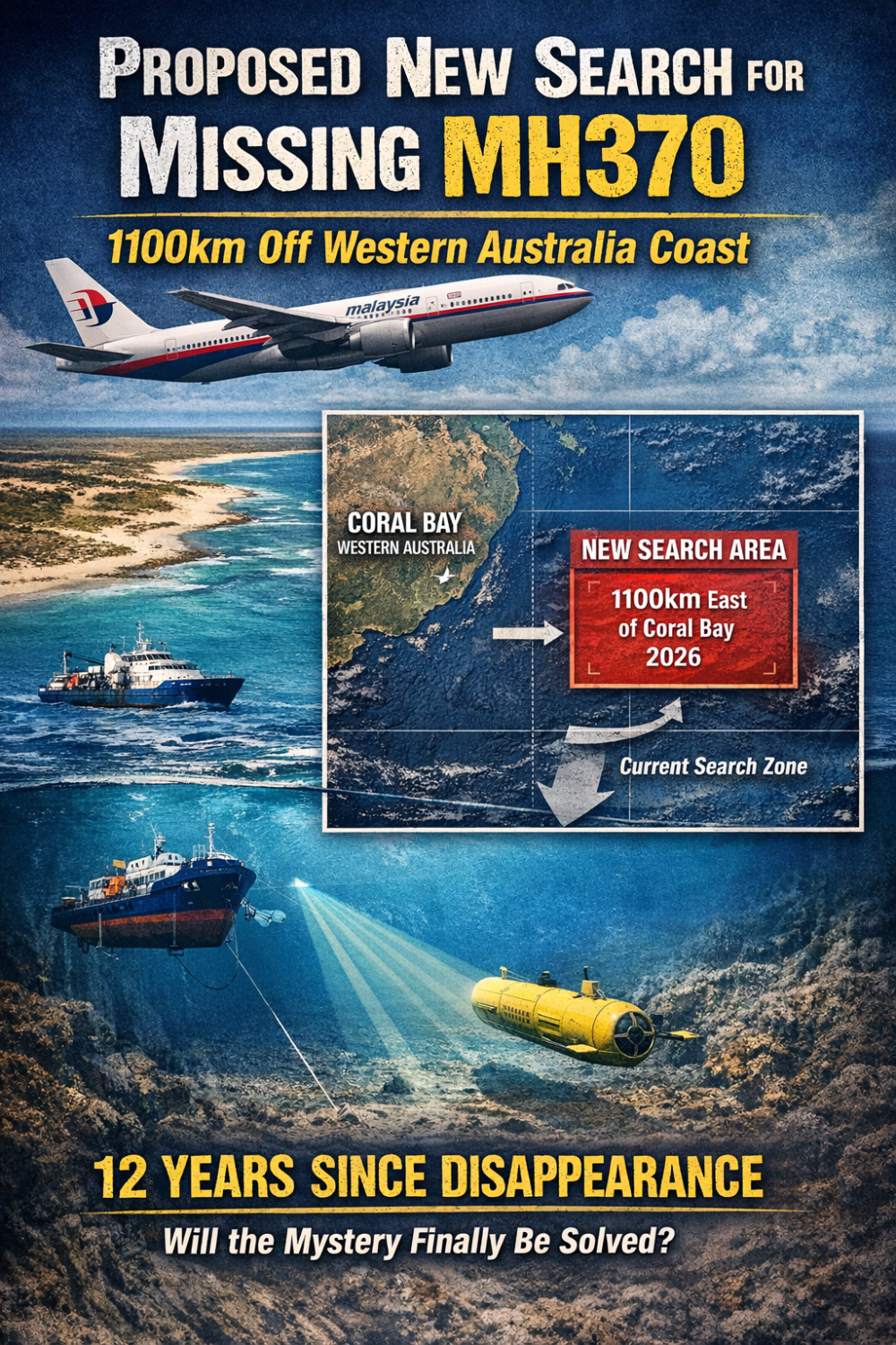 MH370 की नई खोज का प्रस्ताव: ऑस्ट्रेलिया के पश्चिमी तट से 1100 किमी दूर फिर तलाश की तैयारी