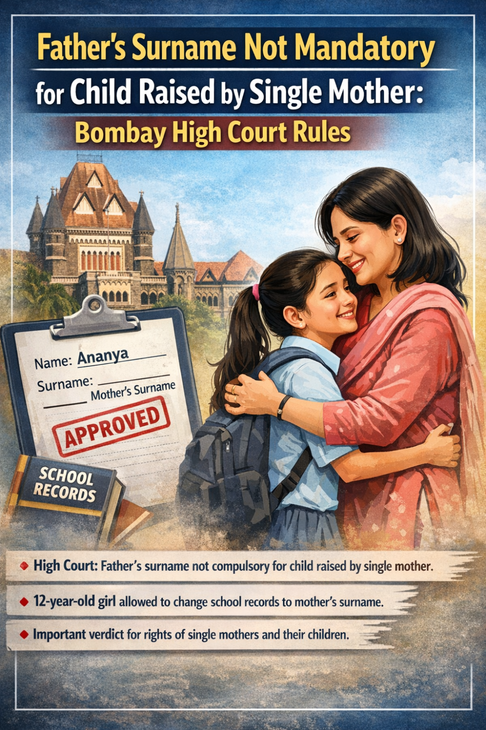 ‘मां के पाले बच्चे पर पिता का सरनेम अनिवार्य नहीं’ : बॉम्बे हाई कोर्ट का अहम फैसला