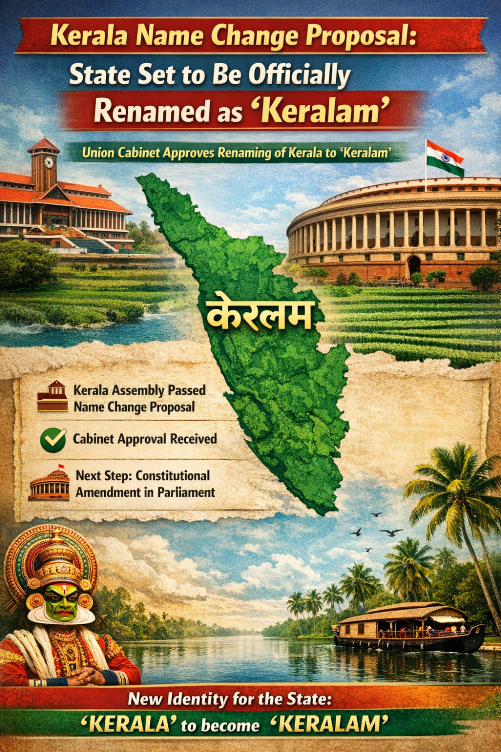 केरल का नाम बदलकर “केरलम” करने की प्रक्रिया शुरू