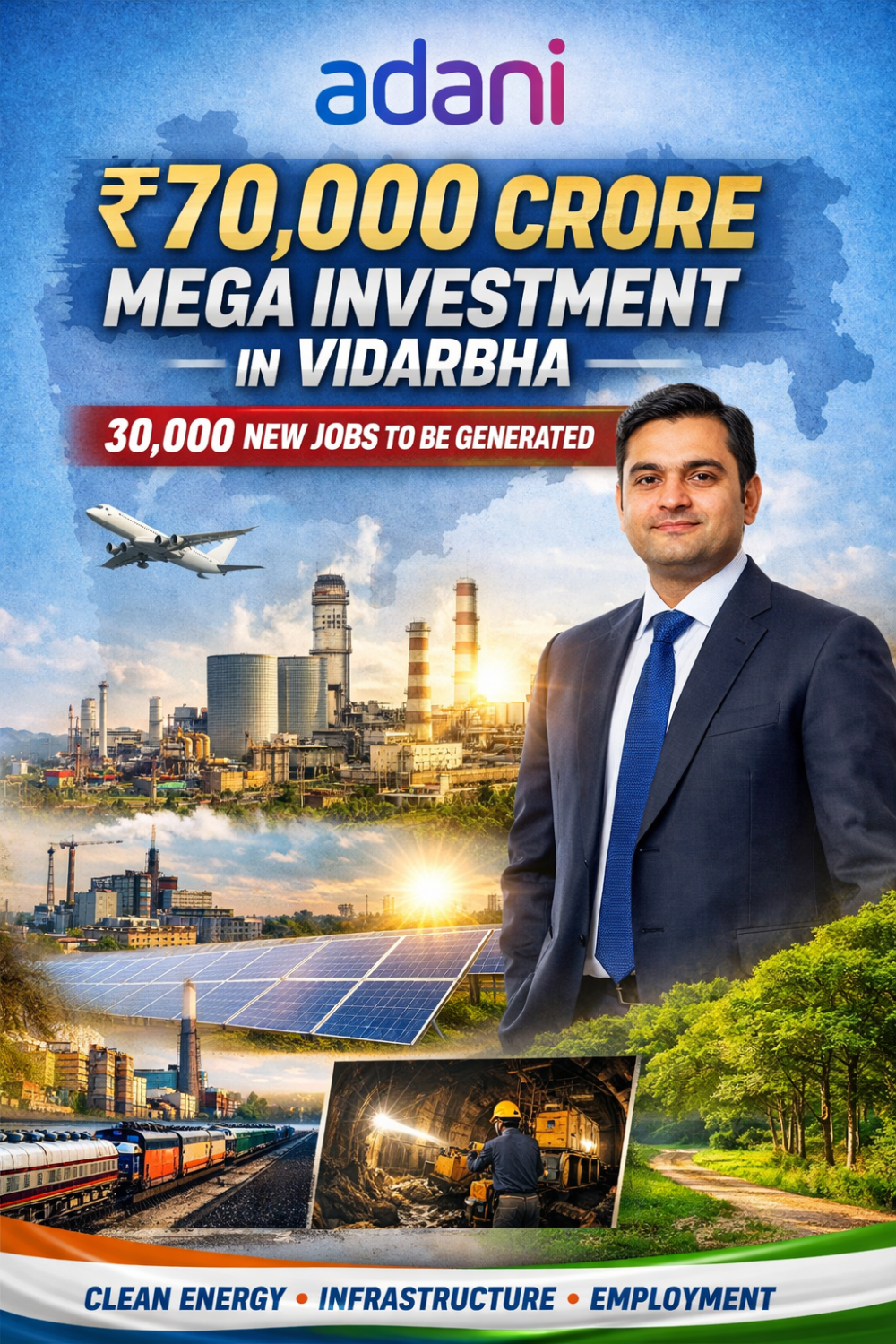 विदर्भ में ₹70,000 करोड़ का निवेश करेगा अदाणी समूह, 30,000 नौकरियों का अनुमान