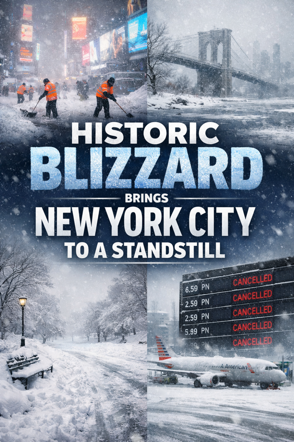 बर्फ़ीले तूफ़ान से ठप हुआ New York City, जनजीवन अस्त-व्यस्त