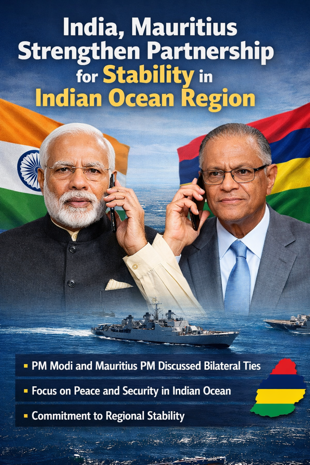 हिंद महासागर में शांति के लिए साथ आगे बढ़ेंगे भारत और मॉरीशस