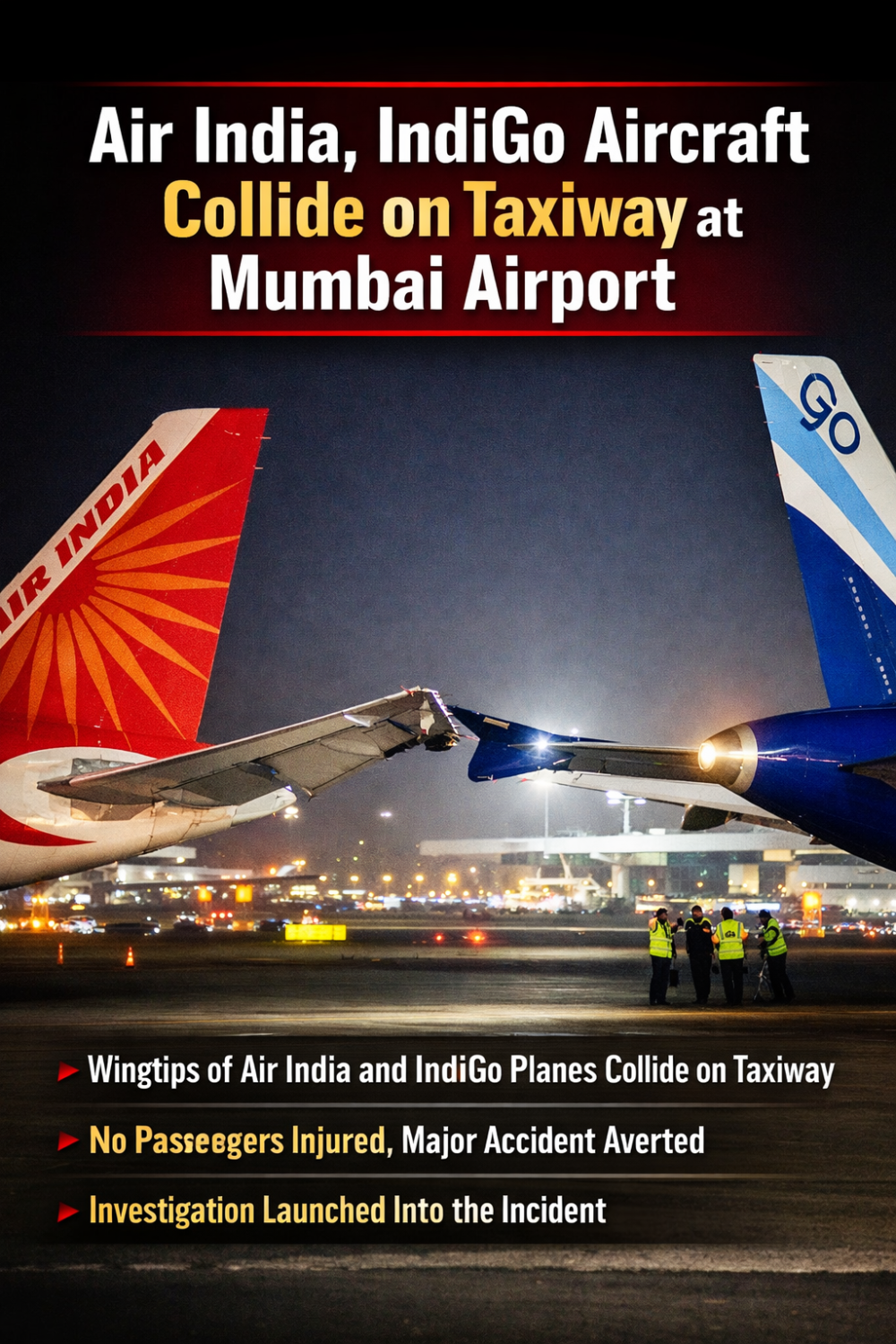 मुंबई एयरपोर्ट पर बड़ा हादसा टला, एअर इंडिया और इंडिगो विमानों के पंख टकराए