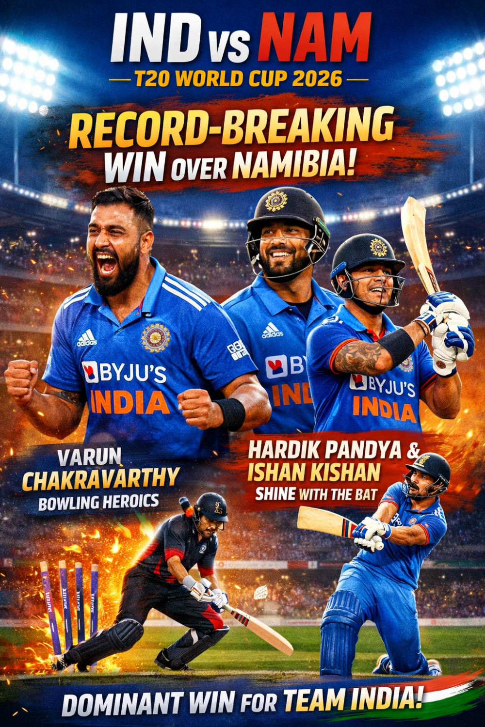 आईसीसी मेंस टी20 विश्व कप 2026 में भारत की नामीबिया पर रिकॉर्डतोड़ जीत
