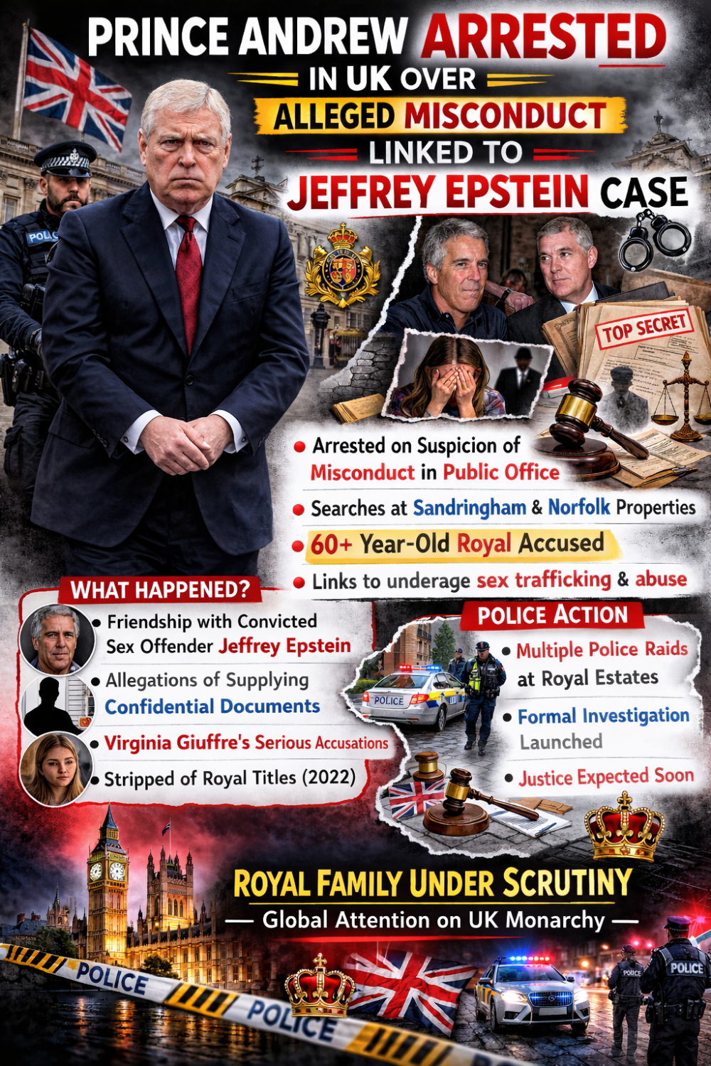 एपस्टीन मामले में ब्रिटेन में हलचल, प्रिंस एंड्रयू की गिरफ्तारी की खबरों से बढ़ी सियासी सरगर्मी