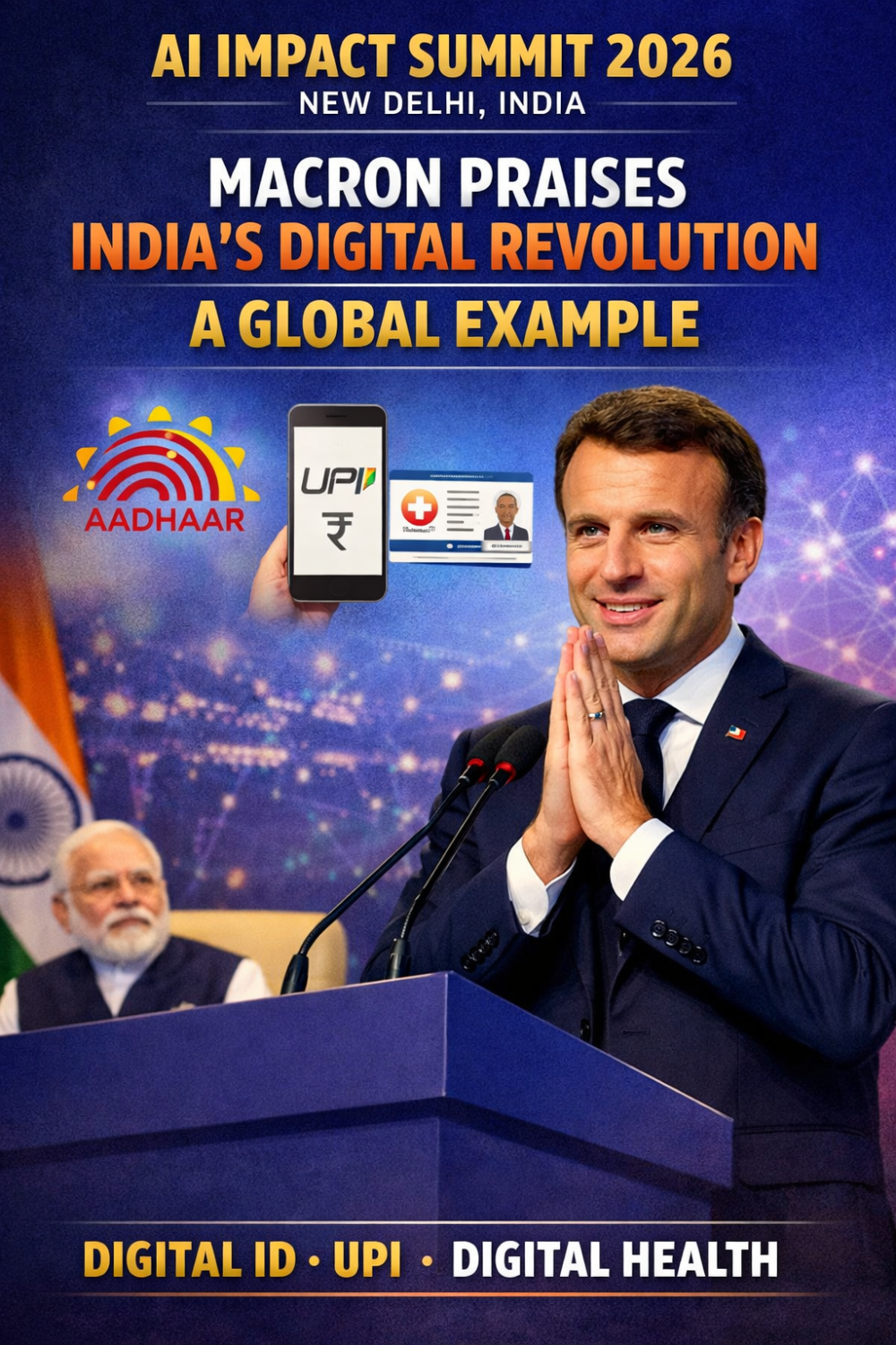 इंडिया एआई इम्पैक्ट समिट 2026: मैक्रों ने ‘नमस्ते’ से किया संबोधन, भारत के डिजिटल मॉडल को बताया दुनिया के लिए मिसाल