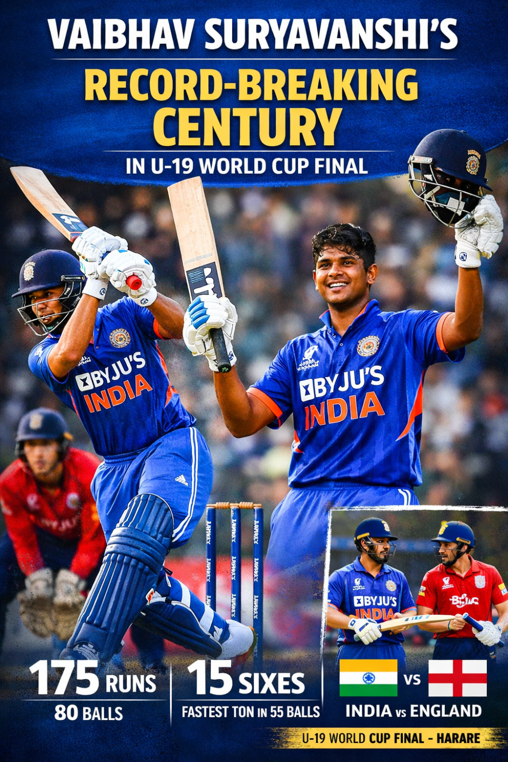 अंडर-19 विश्व कप फाइनल में वैभव सूर्यवंशी का विराट प्रदर्शन