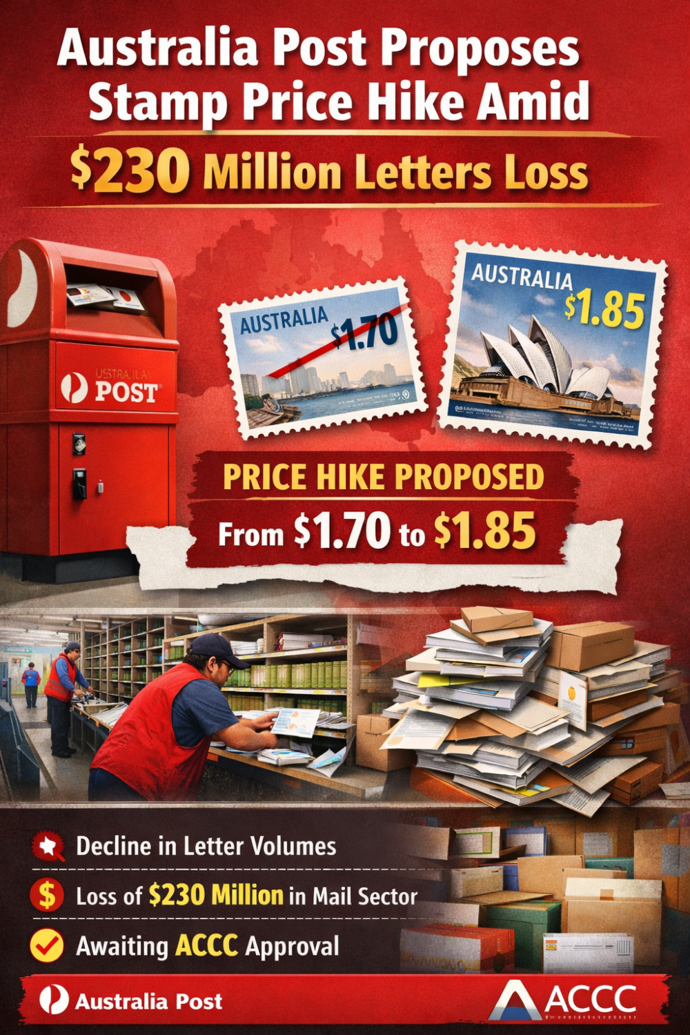 Australia Post ने डाक टिकट की कीमत बढ़ाने का प्रस्ताव रखा