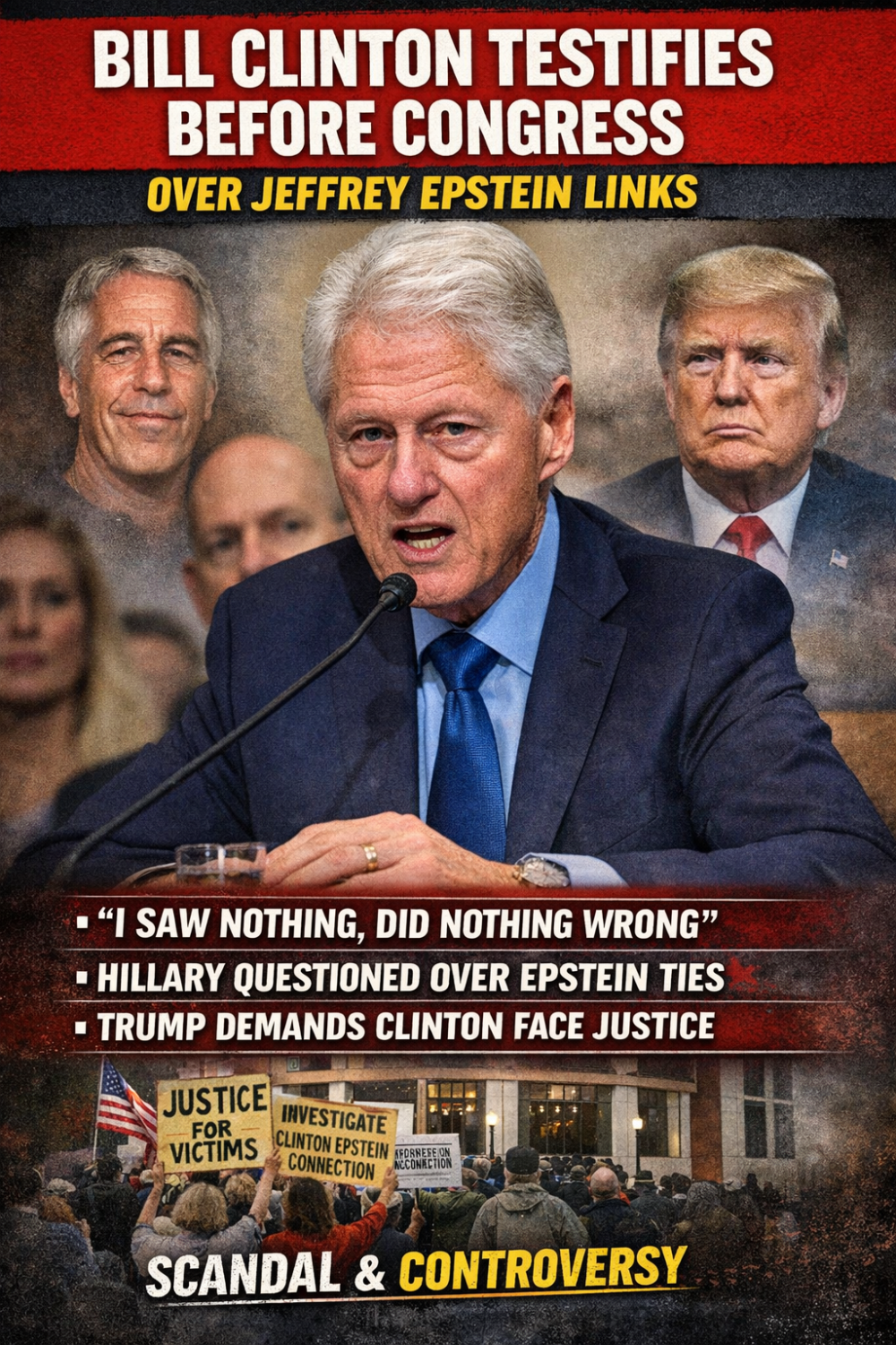 जेफ्री एपस्टीन संबंधों पर पूर्व अमेरिकी राष्ट्रपति बिल क्लिंटन से कांग्रेस ने की पूछताछ