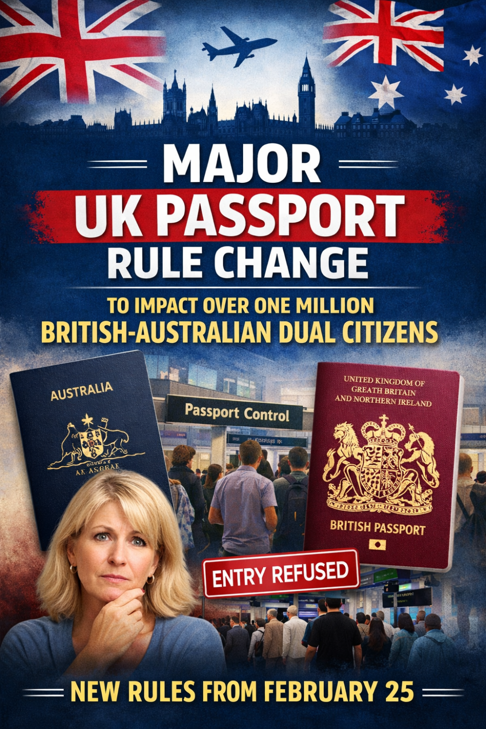 यूके में बड़ा पासपोर्ट नियम बदलाव: 25 फरवरी से ब्रिटिश-ऑस्ट्रेलियाई दोहरी नागरिकों पर सख्ती