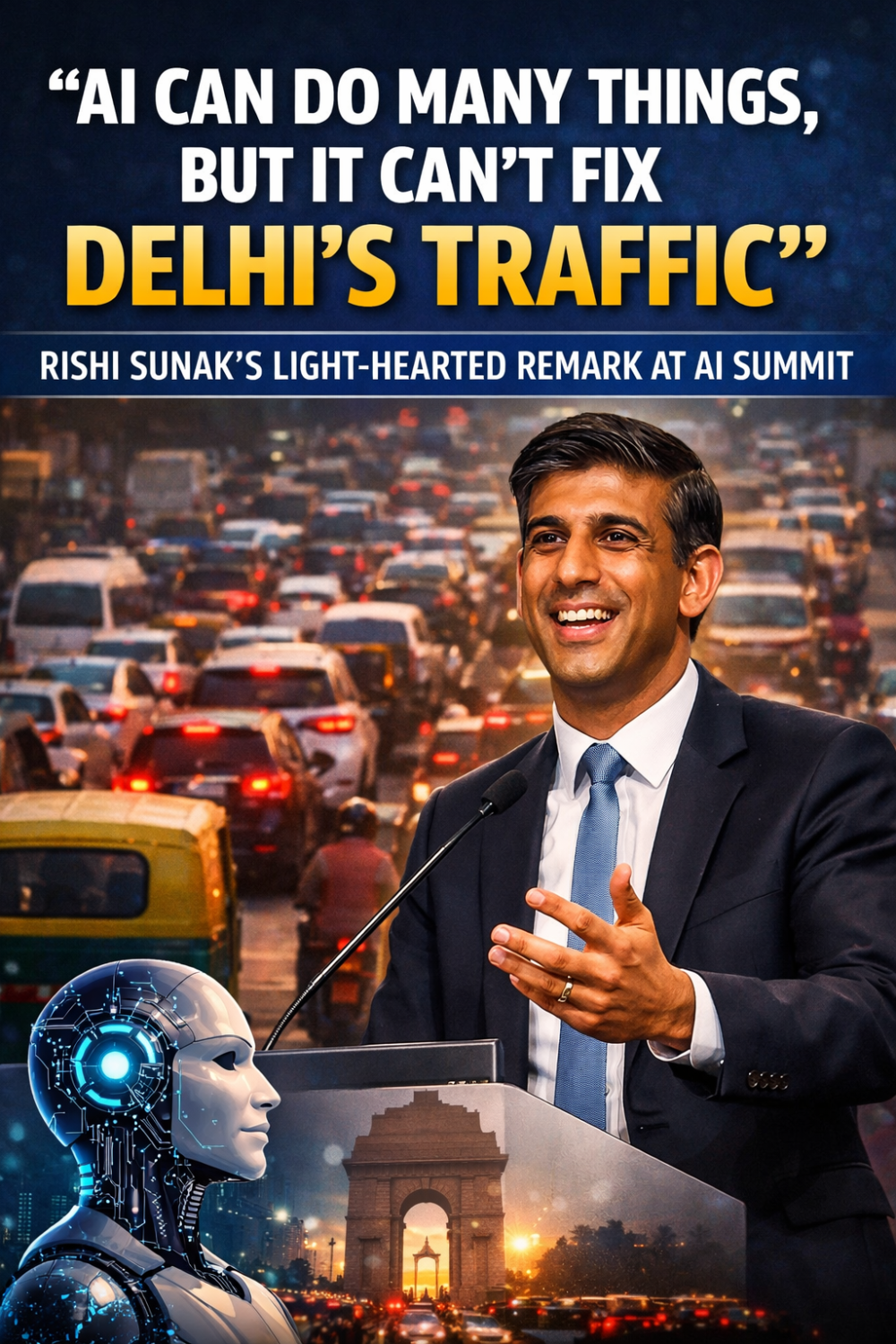एआई बहुत कुछ कर सकता है, लेकिन दिल्ली का ट्रैफिक नहीं सुधार सकता: एआई समिट में ऋषि सुनक का हल्का-फुल्का अंदाज