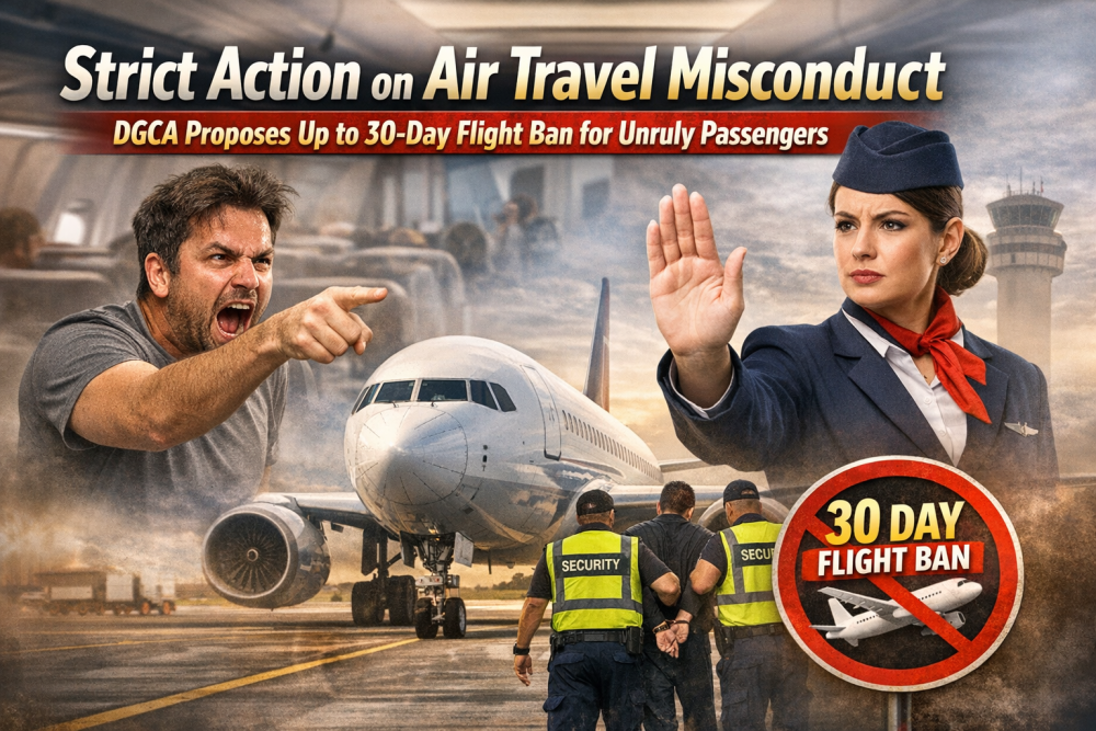 हवाई सफर में दुर्व्यवहार पर कड़ी कार्रवाई की तैयारी, 30 दिन तक उड़ान प्रतिबंध का प्रस्ताव