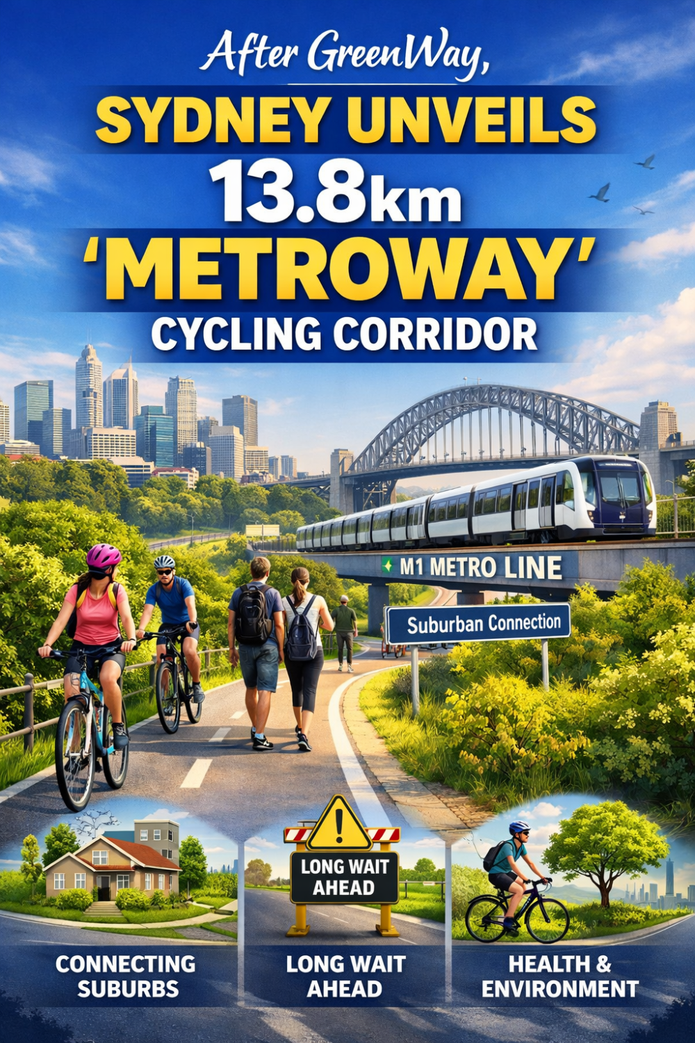 ग्रीनवे के बाद अब ‘मेट्रोवे’: सिडनी में 13.8 किमी लंबा नया साइक्लिंग कॉरिडोर घोषित