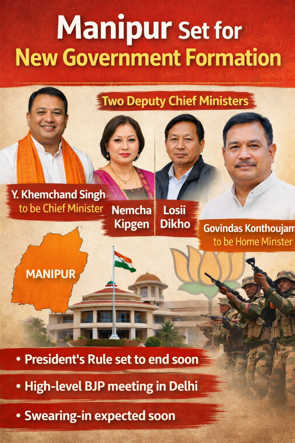 मणिपुर में नई सरकार गठन की प्रक्रिया तेज