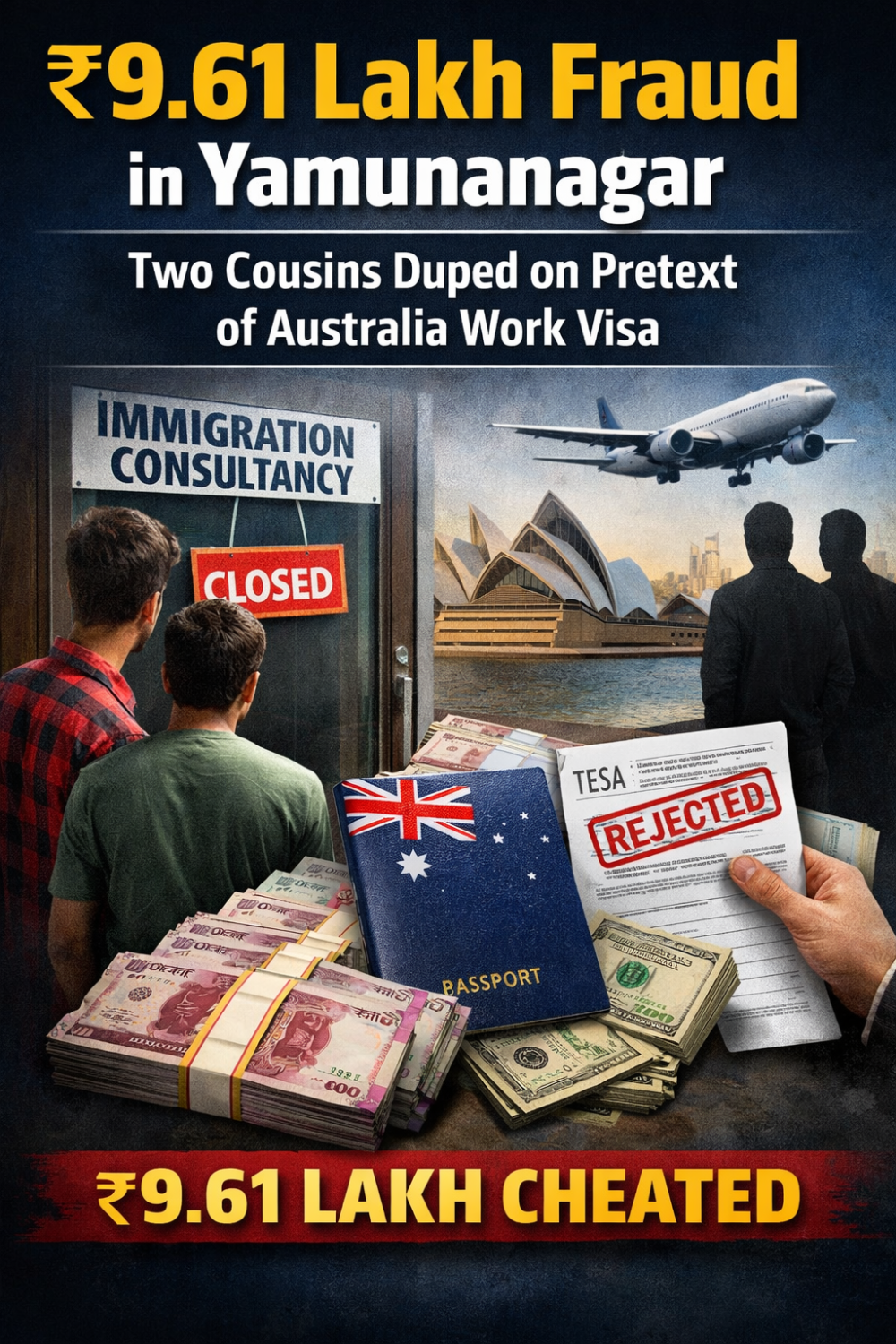 ऑस्ट्रेलिया वर्क वीजा के नाम पर 9.61 लाख की ठगी, दो चचेरे भाइयों से धोखाधड़ी