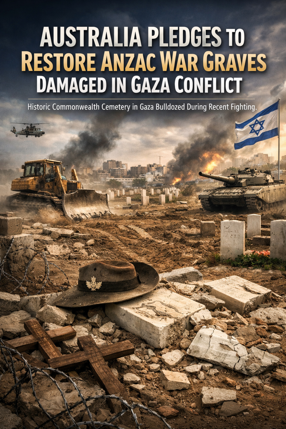 ग़ाज़ा में एंज़ैक युद्ध कब्रों को हुए नुकसान पर ऑस्ट्रेलिया की चिंता, पुनर्स्थापन का किया वादा