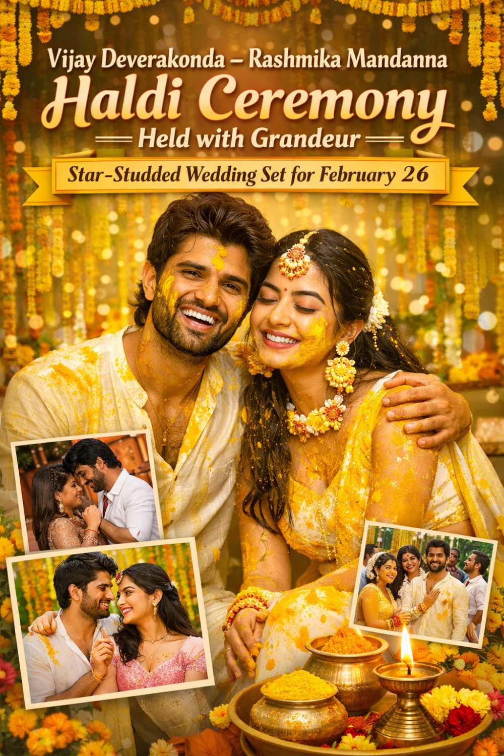 विजय देवरकोंडा–रश्मिका मंदाना की हल्दी रस्म धूमधाम से संपन्न, 26 फरवरी को शादी