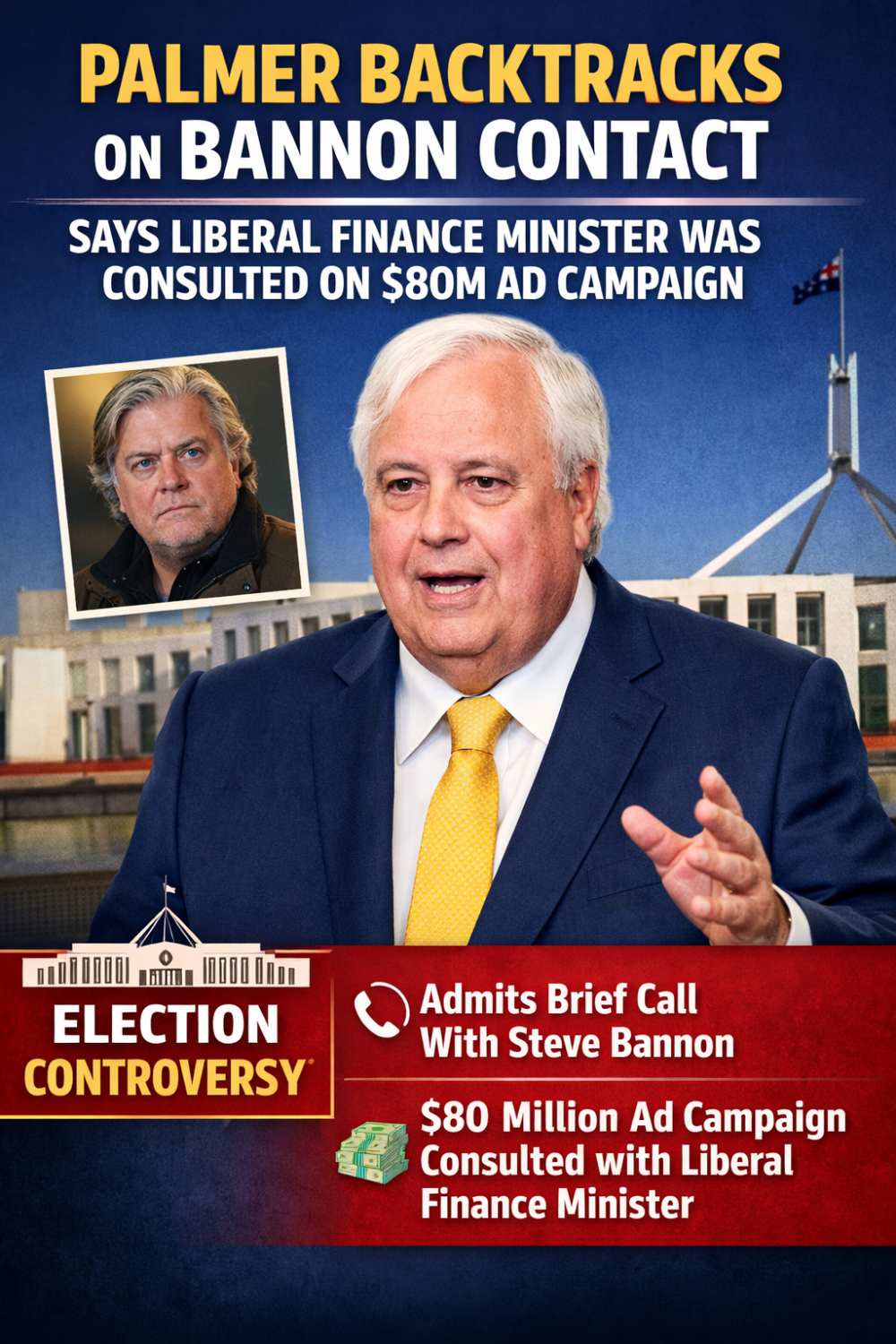 क्लाइव पाल्मर ने बैनन मामले में बदला रुख, 80 मिलियन डॉलर के विज्ञापन अभियान पर लिबरल वित्त मंत्री से सलाह की पुष्टि
