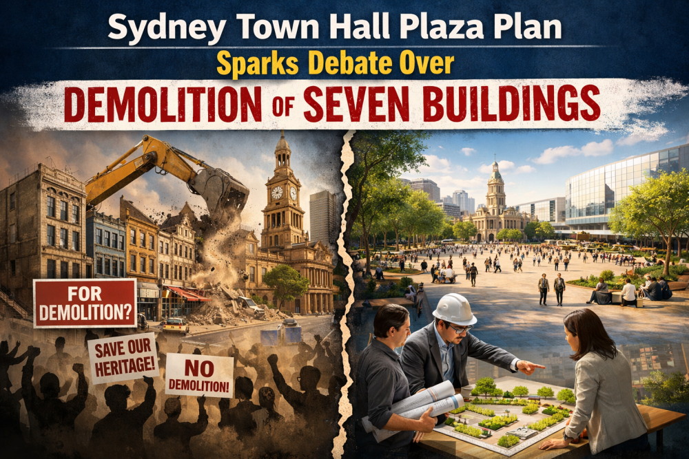 टाउन हॉल के सामने सात इमारतें गिराने की योजना पर विवाद, वैकल्पिक प्रस्ताव भी सामने आया
