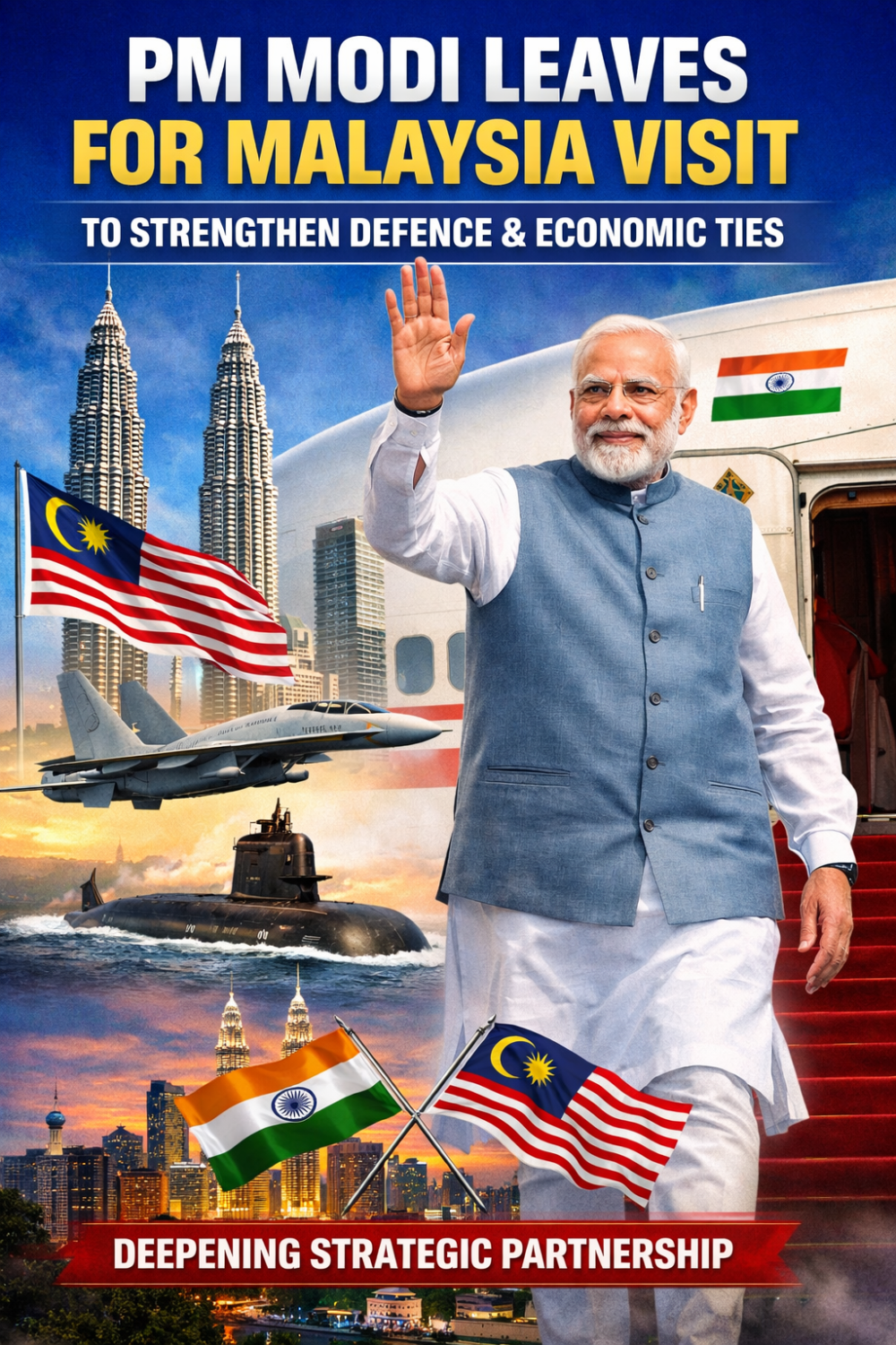 प्रधानमंत्री नरेंद्र मोदी दो दिवसीय मलेशिया दौरे पर रवाना