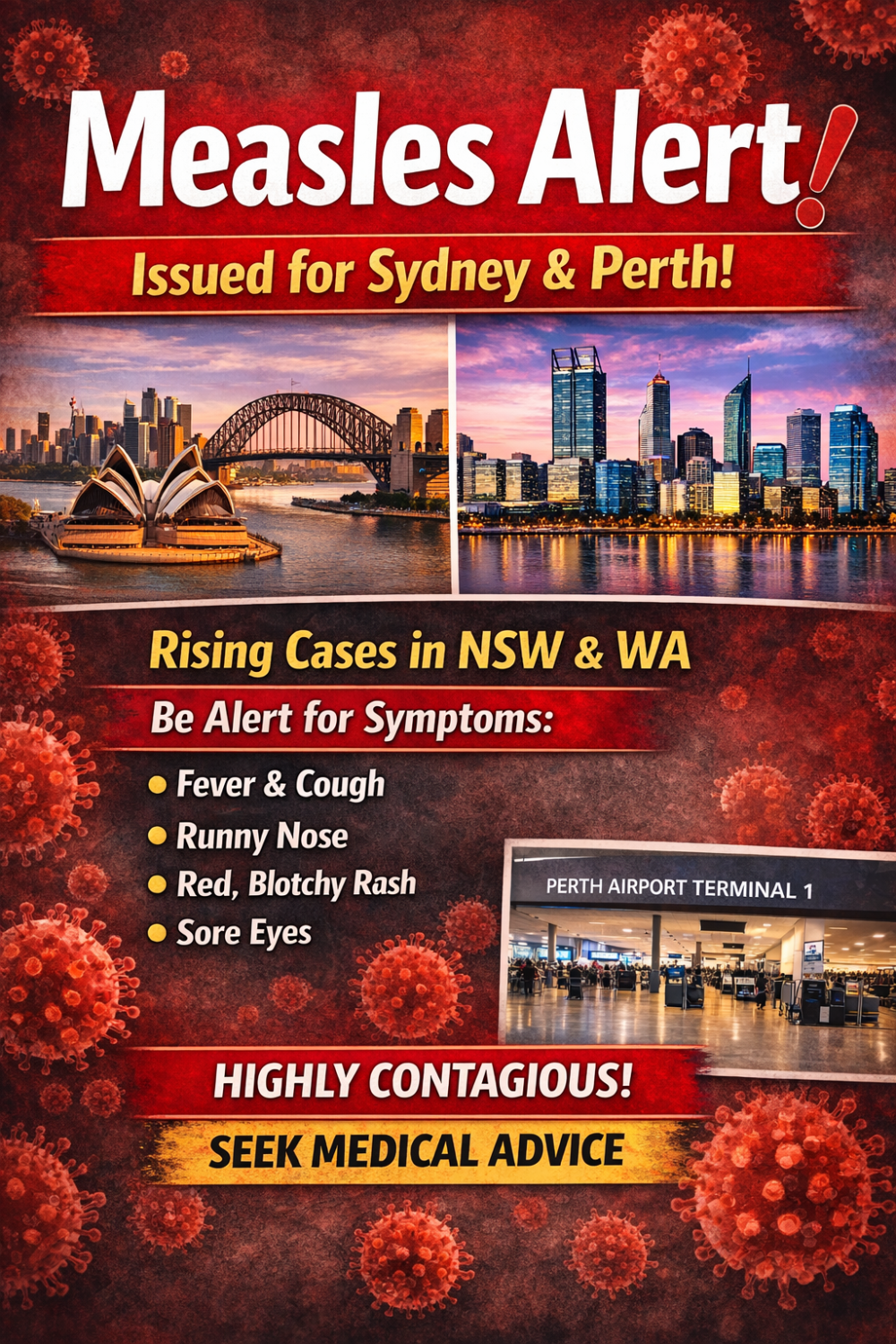 सिडनी और पर्थ में खसरा अलर्ट, लोगों को सतर्क रहने की चेतावनी