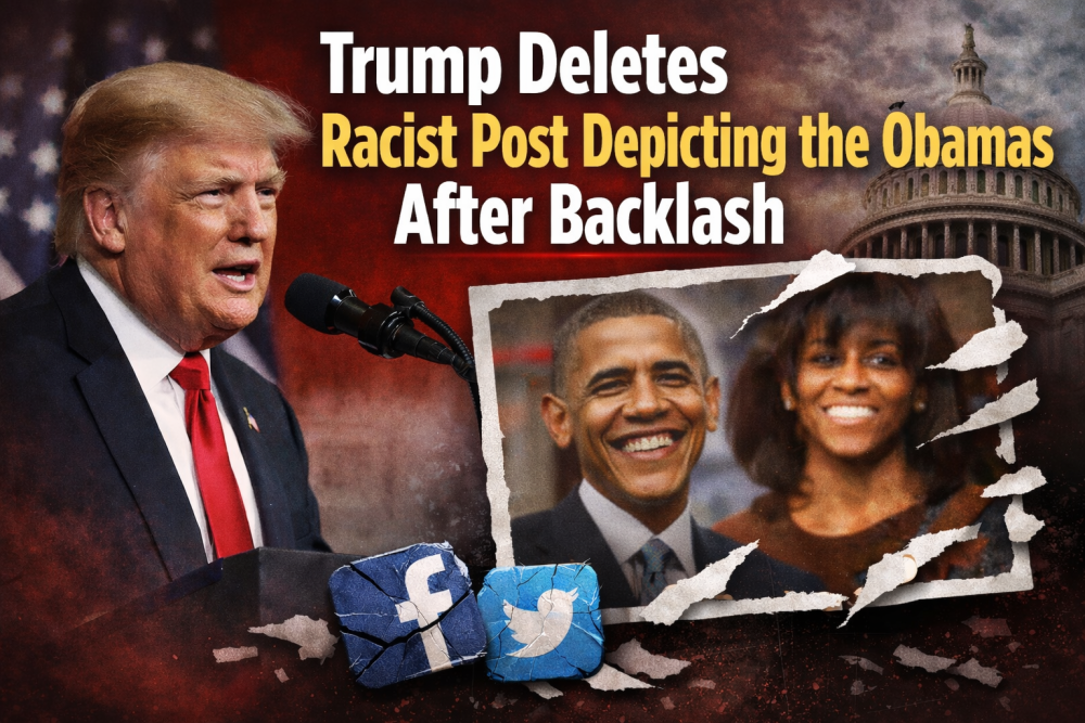 नस्लवादी तस्वीर को लेकर ट्रंप की पोस्ट पर भारी विवाद, आलोचना के बाद हटाना पड़ा संदेश