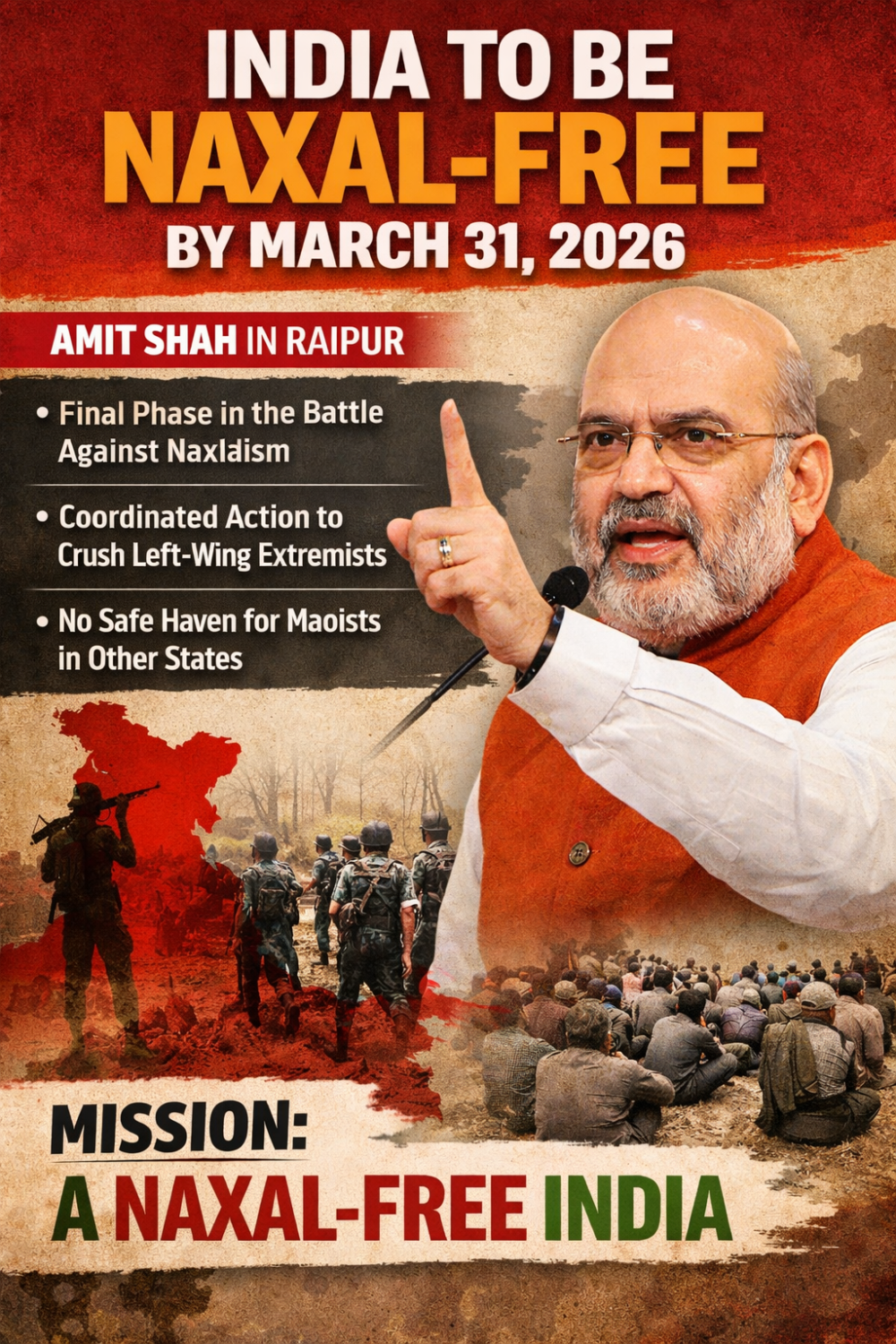 31 मार्च 2026 तक देश को नक्सल मुक्त करने का लक्ष्य: अमित शाह